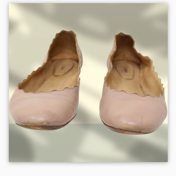 Chloe Scalloped Edge Ballet Flats 39 Nude - Picture 3 of 6